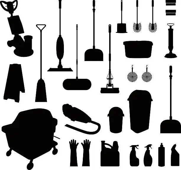 Vector illustration of Cleaning tools