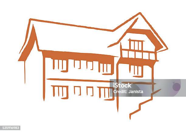 Cottage Stock Illustration - Download Image Now - Log Cabin, In Silhouette, Mountain