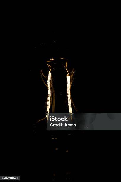 Light Bulb Stock Photo - Download Image Now - 2015, Black Background, Black Color