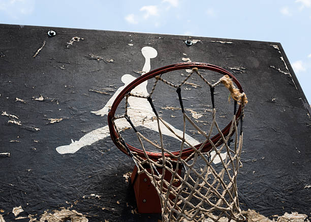 Jumpman logo by Nike on the old basketball backboard stock photo