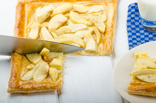 Rustic Apple Tart with puff pastry and milk