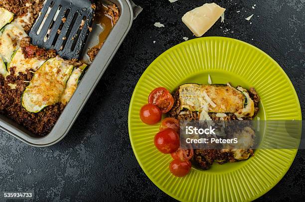 Noodlefree Zucchini Ribbon Lasagna Stock Photo - Download Image Now - Casserole, Cheese, Zucchini