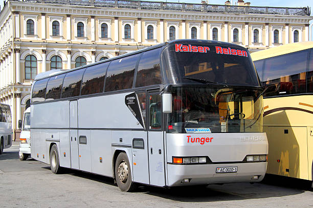 Saint Petersburg, Russia - May 25, 2013: Grey Neoplan N116H Cityliner interurban coach parked at the city street.