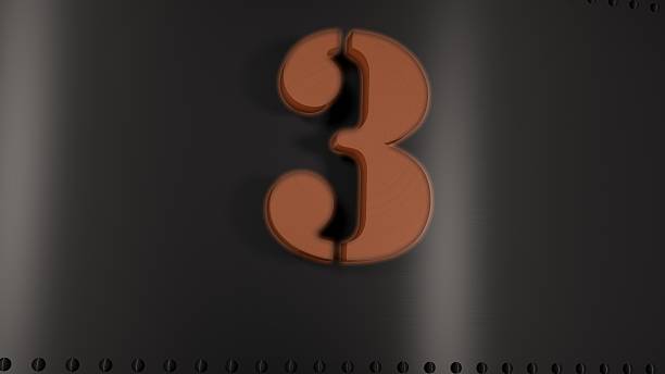 istock Metal Plate with a glowing number 3 535939083