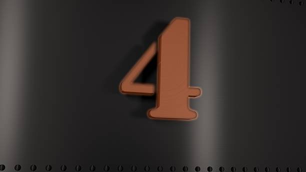 istock Metal Plate with a glowing number 4 535939085