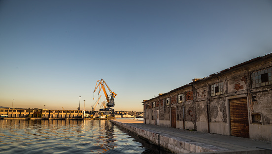 The old port of Trieste, on a sunny summer evening