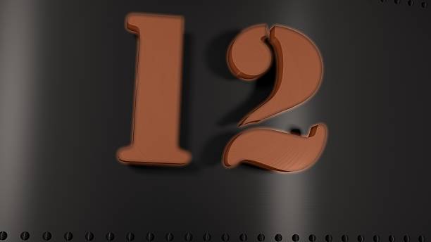 istock Metal Plate with a glowing number 12 535943119