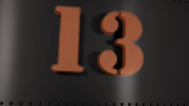 istock Metal Plate with a glowing number 13 535943121