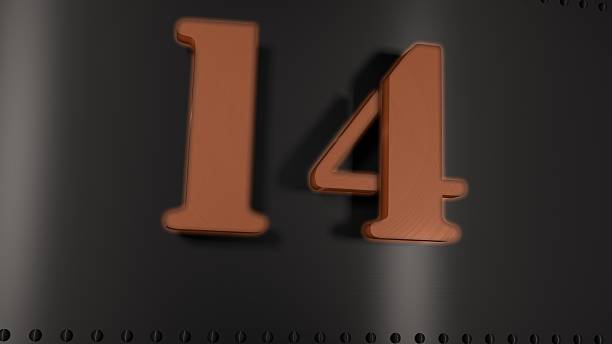 Metal Plate with a glowing number 14