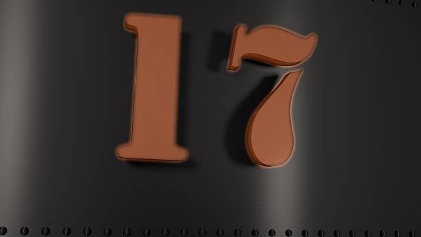 istock Metal Plate with a glowing number 17 535943129