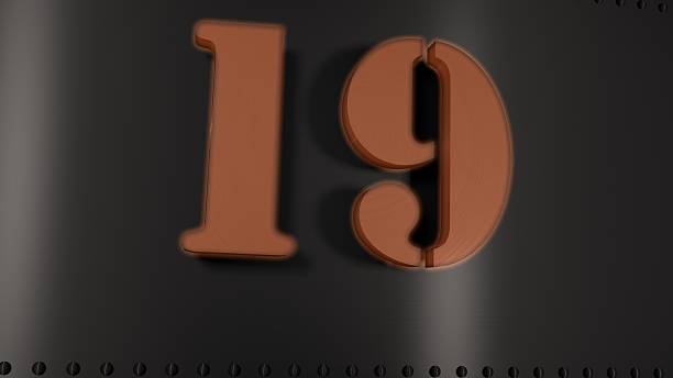 istock Metal Plate with a glowing number 19 535943133