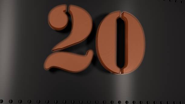 istock Metal Plate with a glowing number 20 535943139