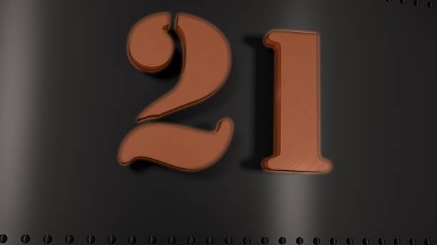 istock Metal Plate with a glowing number 21 535943141