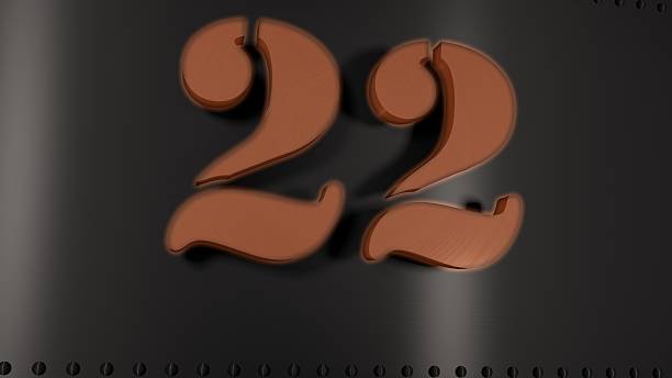 Metal Plate with a glowing number 22
