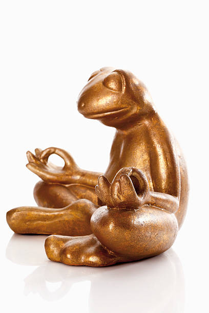 istock Statue of golden frog against white background 535963875
