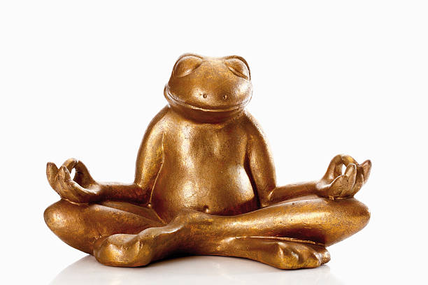 istock Statue of golden frog against white background 535963881