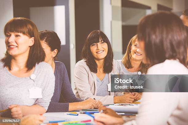Group Of Women During Seminar Stock Photo - Download Image Now - 2015, Adult, Adults Only