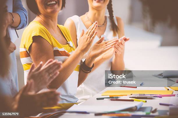 Women At The Seminar Clapping Hand Stock Photo - Download Image Now - Clapping, Brainstorming, Education Training Class