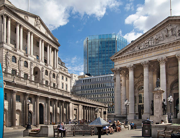 bank anglii square i stock exchange budynku. londyn - market wealth famous place travel destinations zdjęcia i obrazy z banku zdjęć