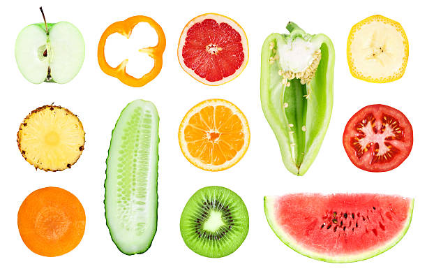 istock Collection of fresh fruit and vegetable slices 535970513