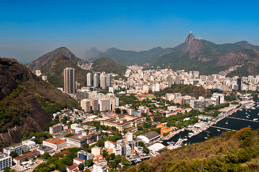 Skyline of Rio de Janeiro with Corcovado, view from the Sugarloaf Mountain