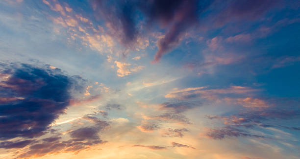 istock Yellow Blue Sunrise Sunset Sky With Sunlight 535986773