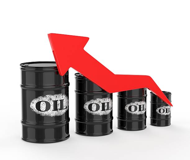 istock Oil Barrels with Red Arrow Up 535987631