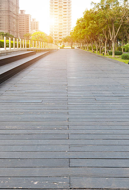 istock Walkway and bench steps in an urban park 535991539