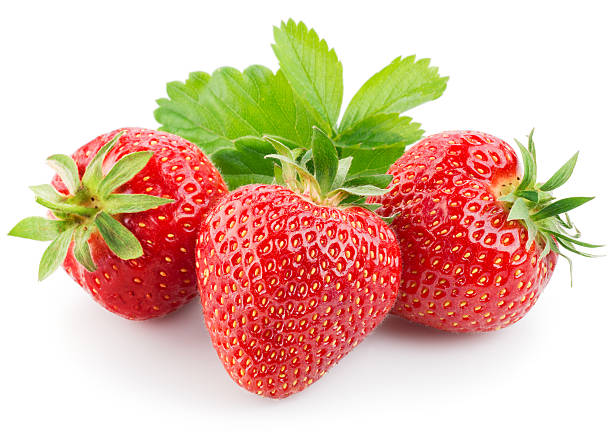 istock Strawberries with leaves. Isolated on a white background. 536008033