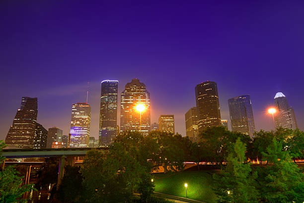 istock Houston skyline west view sunset Texas US 536011111