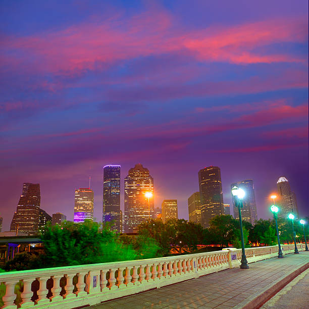 istock Houston skyline at sunset  Sabine St Texas USA 536011181