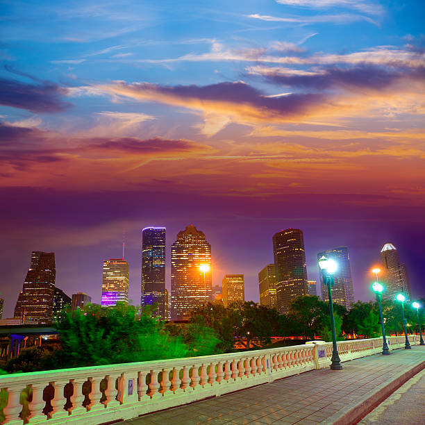 istock Houston skyline at sunset  Sabine St Texas USA 536011185