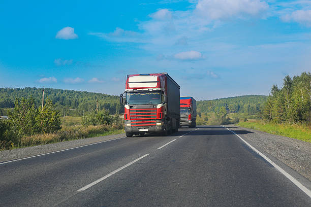 istock trucks goes on the highway 536011633