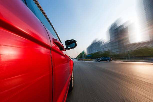 istock car on the road with motion blur background. 536013901