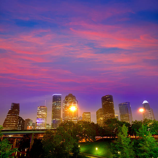 istock Houston skyline west view sunset Texas US 536014555