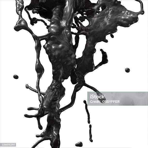 Splash Of Black Fuel Oil Stock Photo - Download Image Now - 2015, Abstract, Black Color
