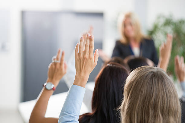 istock Group of women voting during seminar 536015693