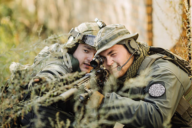 istock soldier shows his hand goal sniper 536017917