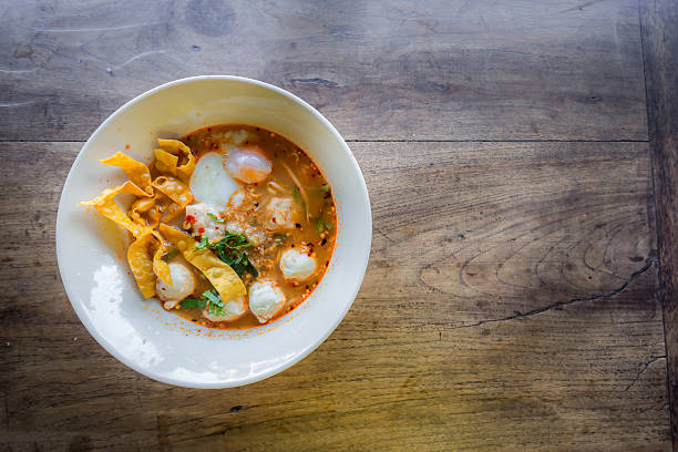istock Pork noodle spicy soup thai style,tom yum 536025355