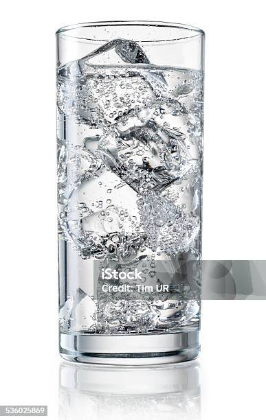 Glass Of Mineral Water With Ice With Clipping Path Stock Photo - Download Image Now