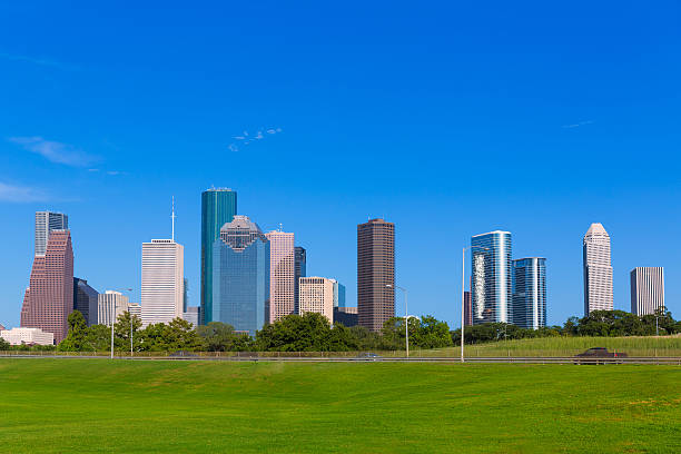 istock Houston skyline blue sky Memorial park Texas US 536028115