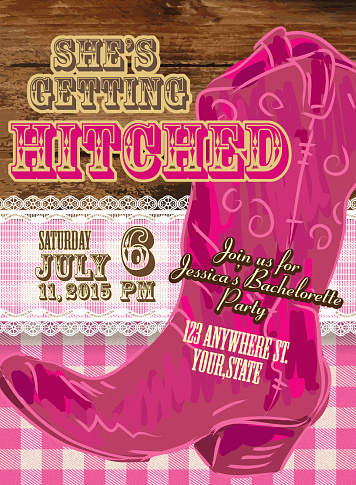 Elegant Cowgirl or country western bachelorette party invitation design template
