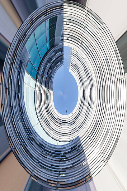istock Abstract facade lines and glass reflection on modern building 536029195