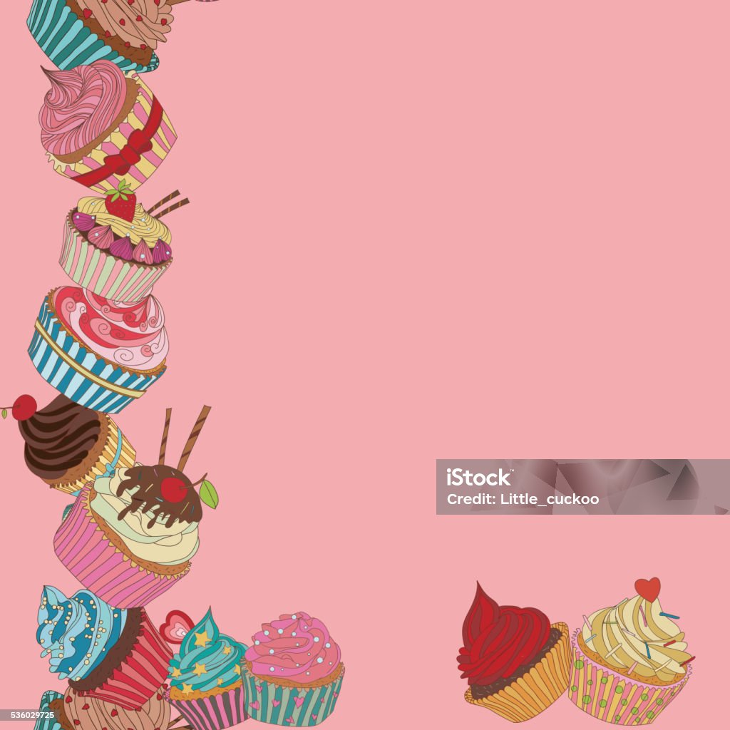 Cupcake border pattern Cupcake border pattern. Seamless Sweet food texture. Use as a greeting card 2015 stock vector
