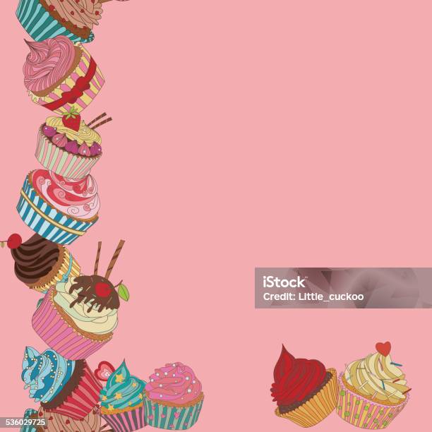 Cupcake Border Pattern Stock Illustration - Download Image Now - 2015, Art, Art And Craft