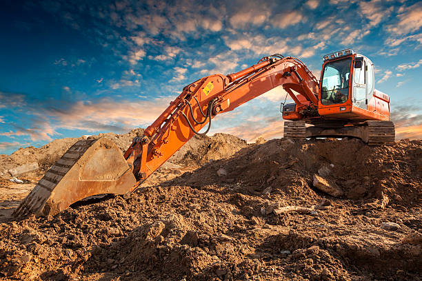 máquina excavadora - land industry construction heap fotografías e imágenes de stock