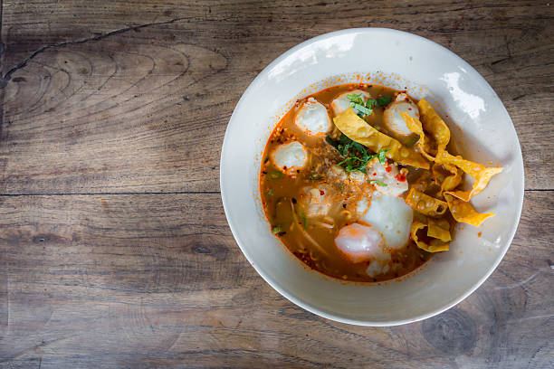 istock Pork noodle spicy soup thai style,tom yum 536034461
