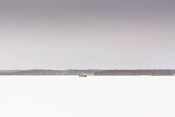 fienile casa in inverno - winter finland agriculture barn foto e immagini stock