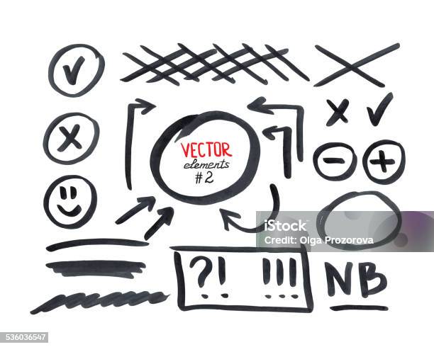 Set Of Correction And Highlight Elements Part 2 Stock Illustration - Download Image Now - Question Mark, Felt Tip Pen, Plus Sign