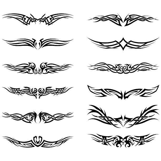 Set of tribal tattoos Set of tribal tattoos. EPS 10 vector illustration without transparency. tribal tattoo stock illustrations